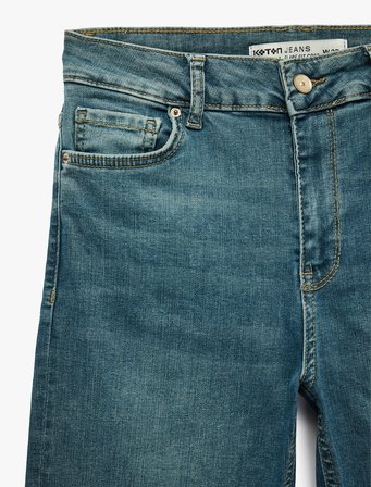 Pamuklu Dar Kalıp Normal Bel İspanyol Paça Denim Pantolon - Flare Jeans