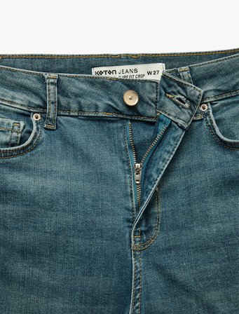 Pamuklu Dar Kalıp Normal Bel İspanyol Paça Denim Pantolon - Flare Jeans