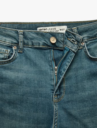 Pamuklu Dar Kalıp Normal Bel İspanyol Paça Denim Pantolon - Flare Jeans