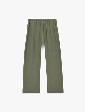 Beli Lastikli Bağlamalı Geniş Paça Pantolon