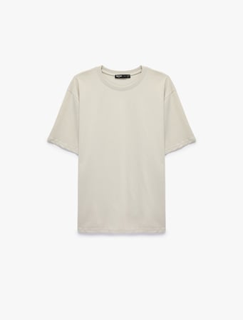 Pamuklu Bisiklet Yaka Kısa Kollu Basic Oversize Tişört