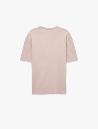 Pamuklu Kısa Kollu Bisiklet Yaka Basic Oversize Tişört