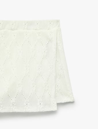 Kruvaze Fistolu Brodeli Mini Şort Etek