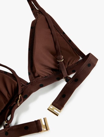 Askılı V Yaka Puantiyeli Bralet Bikini Üstü