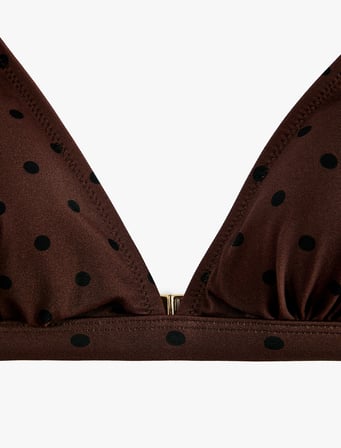 Askılı V Yaka Puantiyeli Bralet Bikini Üstü