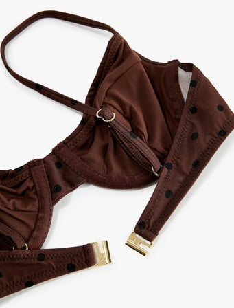 İnce Askılı Balenli Puantiyeli Bikini Üstü