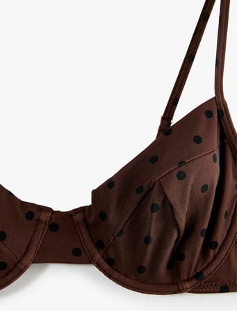 İnce Askılı Balenli Puantiyeli Bikini Üstü