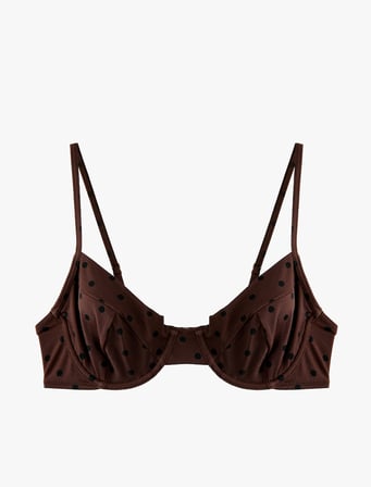 İnce Askılı Balenli Puantiyeli Bikini Üstü