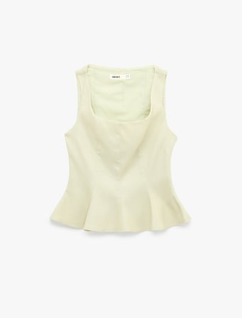 kolsuz kare yaka peplum keten bluz
