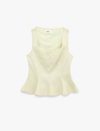 kolsuz kare yaka peplum keten bluz