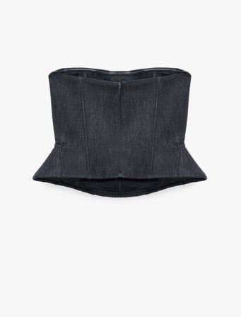 Slim Fit Nervürlü Kolsuz Straplez Korse Büstiyer
