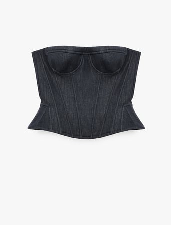 Slim Fit Nervürlü Kolsuz Straplez Korse Büstiyer
