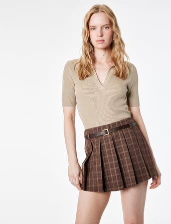 Slim Fit Kısa Kollu Polo Yaka Triko Kazak