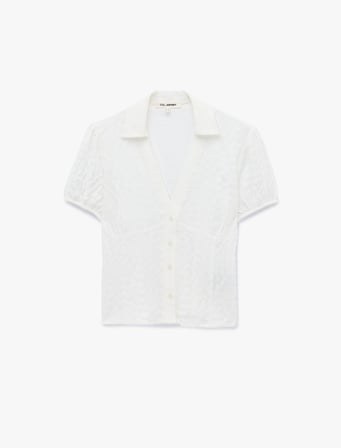 V Yaka Balon Kollu Viskon Slim Fit Gömlek