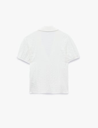 V Yaka Balon Kollu Viskon Slim Fit Gömlek