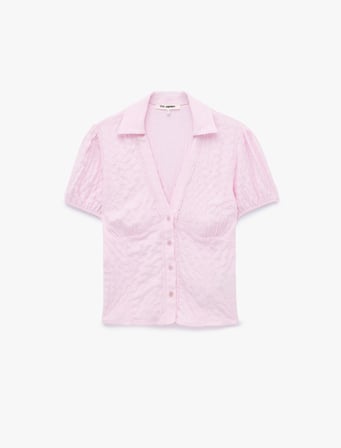 V Yaka Balon Kollu Viskon Slim Fit Gömlek