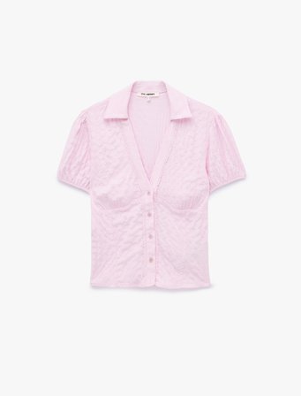 V Yaka Balon Kollu Viskon Slim Fit Gömlek