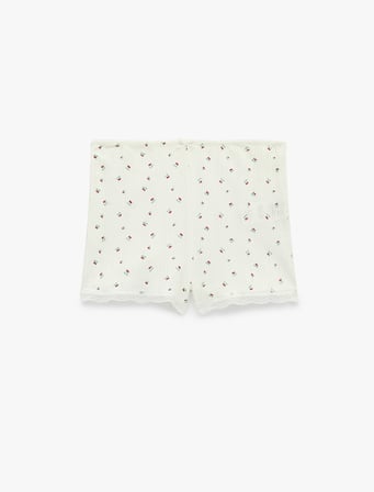 Dantel Detaylı Dokulu Rahat Kesim Pamuklu Pijama Takımı