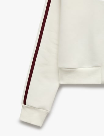 Şardonlu Şerit Detaylı Regular Fit Dik Yaka Uzun Kollu Fermuarlı Sweatshirt