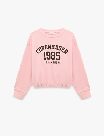 Şardonlu Uzun Kollu Bisiklet Yaka Sweatshirt