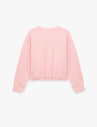 Şardonlu Uzun Kollu Bisiklet Yaka Sweatshirt