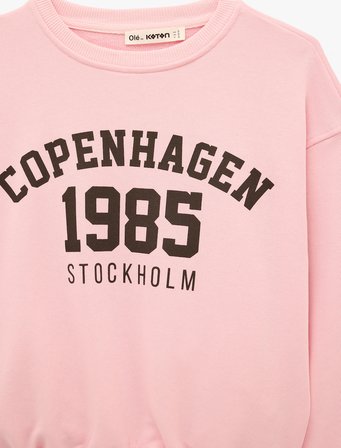 Şardonlu Uzun Kollu Bisiklet Yaka Sweatshirt