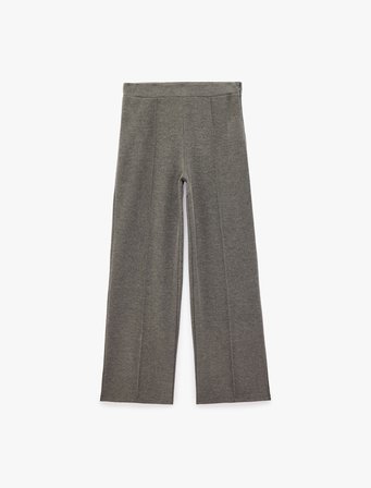Rahat Kalıp Beli Lastikli Nervürlü Uzun Geniş Paça Pantolon