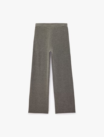 Rahat Kalıp Beli Lastikli Nervürlü Uzun Geniş Paça Pantolon