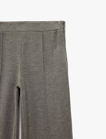 Rahat Kalıp Beli Lastikli Nervürlü Uzun Geniş Paça Pantolon