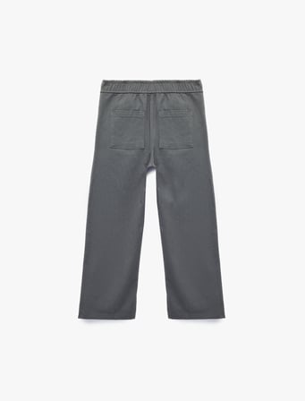 Pamuklu Beli Bağcıklı Bol Kesim Gabardin Pantolon