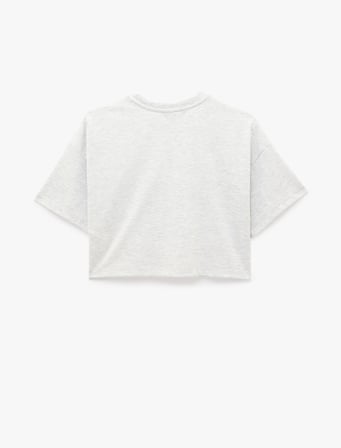Oversize Bisiklet Yaka Kısa Kollu Baskılı Spor Tişört