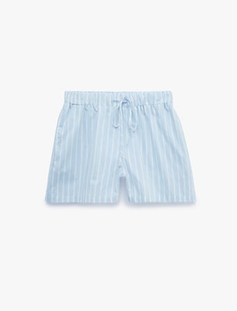 Pamuklu Beli Bağlamalı Yan Cepli Çizgili Pijama Mikro Şort