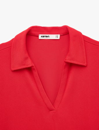 Slim Fit Ribanalı Kısa Kollu Polo Yaka Tişört