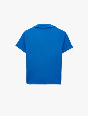 Slim Fit Ribanalı Kısa Kollu Polo Yaka Tişört