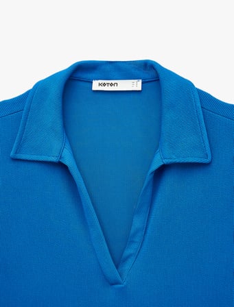 Slim Fit Ribanalı Kısa Kollu Polo Yaka Tişört