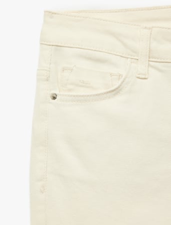 Koton X Sibil Çetinkaya - Pamuklu Düğmeli Cepli Slim Fit Kapri Pantolon