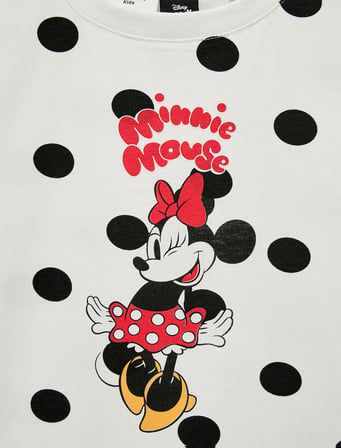 Minnie Mouse Baskılı Pamuklu Bisiklet Yaka Lisanslı Tişört