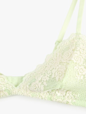 Balensiz Dolgusuz Çiçekli Dantelli Soft Sütyen