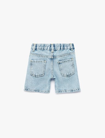 Pamuklu Düğmeli Cepli Denim Şort