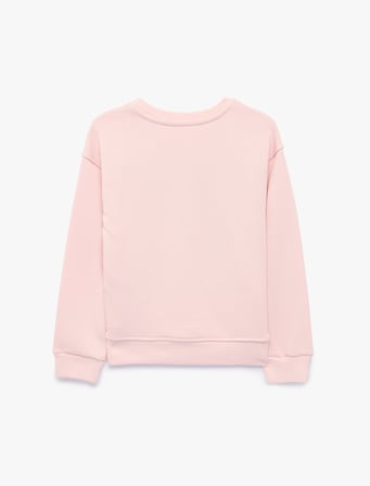 Baskılı Uzun Kollu Bisiklet Yaka Sweatshirt