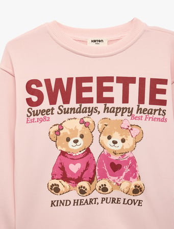 Baskılı Uzun Kollu Bisiklet Yaka Sweatshirt