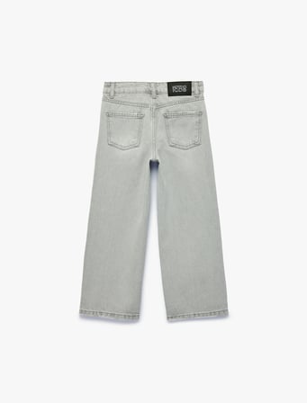 Pamuklu Geniş Paça Denim Pantolon