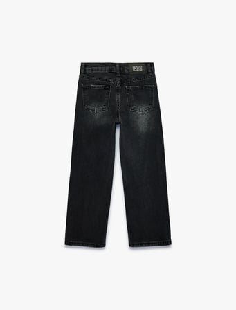 Pamuklu Geniş Paça Denim Pantolon
