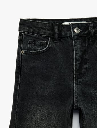 Pamuklu Geniş Paça Denim Pantolon