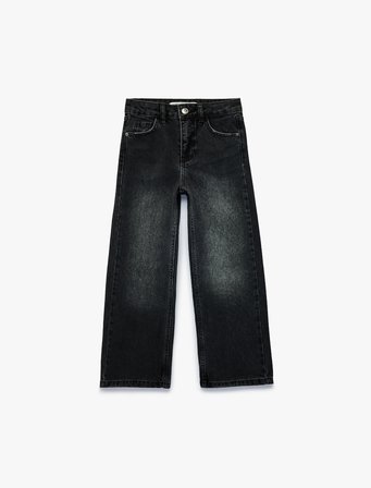 Pamuklu Geniş Paça Denim Pantolon