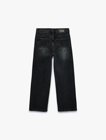 Pamuklu Geniş Paça Denim Pantolon
