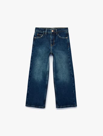 Pamuklu Geniş Paça Denim Pantolon