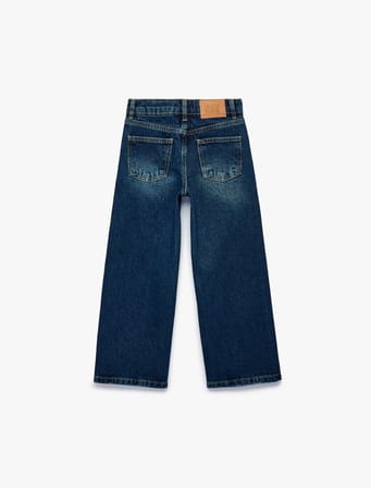 Pamuklu Geniş Paça Denim Pantolon