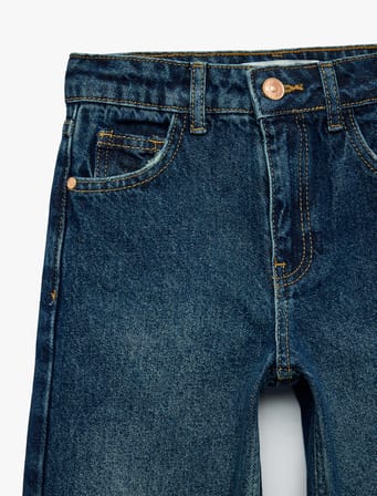 Pamuklu Geniş Paça Denim Pantolon