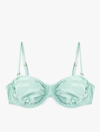 Koton X Sibil Çetinkaya - Büzgülü Parıltılı Balenli Bikini Üstü Çıkarılabilir Askılı
